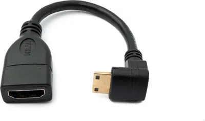 Produktbild von SYSTEM-S HDMI 1.4 Kabel 17 cm Mini Stecker zu Standard Buchse Winkel Adapter in Schwarz