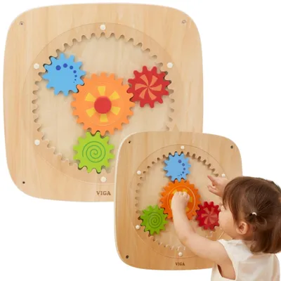 Immagine prodotto di VIGA Lavagna manipulativa da parete in legno con ingranaggi Montessori