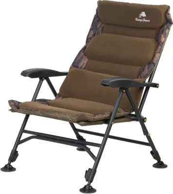 Produktbild von CampFeuer Angelstuhl, Camouflage braun, Höhenverstellbar, Faltbarer Campingstuhl, Karpfenstuhl