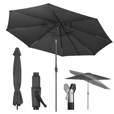 Produktbild von Sekey Sonnenschirm Ø350 cm Marktschirm mit Kurbel, UV-Schutz UPF50+, Kippbar, für Garten, Grau