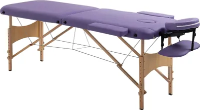 Produktbild von Massageliege - Behandlungsliege - Klappbar und tragbar - Höhenverstellbar 67–92 cm - 210 x 81 cm - Holzrahmen - Lila