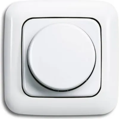 Produktbild von Busch Jäger Komplett-Set, LED-Dimmer m.Drehbetätigung, 1-Fach Rahmen, Drehdimmer Abdeckung, Reflex SI Alpinweiß