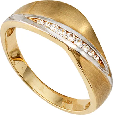 Produktbild von Ring Goldring Damenring mit 9 Zirkonia 333 Gold Gelbgold teilmattiert Innenumfang 50mm  Ø15.9mm
