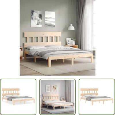 Imagen del producto de Cama de madera maciza "Living Store" con cabecero, tamaño 160x200 cm