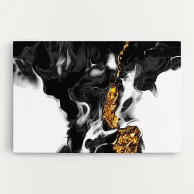 Produktbild von ARTHUB® Leinwandbild 50x70 cm, Abstract Black And Gold | Wohnzimmerdekoration, Hängende Bilder, Wanddekoration, Heimdekoration, Abstrakte, Marmor