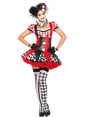 Immagine prodotto di Costume da donna sexy da Arlecchino, clown nero-rosso-bianco