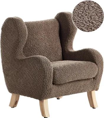 Produktbild von BELIANI Kindersessel Braun Bouclé-Stoffbezug mit Armlehnen Helle Holzbeine Modern für Kinderzimmer Wohnzimmer Ausstattung Kindermöbel Ohrensessel