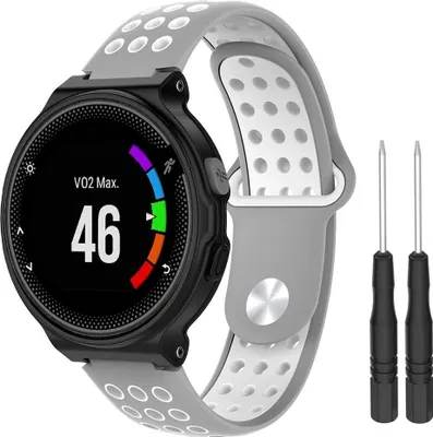 Produktbild von BStrap Silicone Sport Armband für Garmin Forerunner 235, gray/white