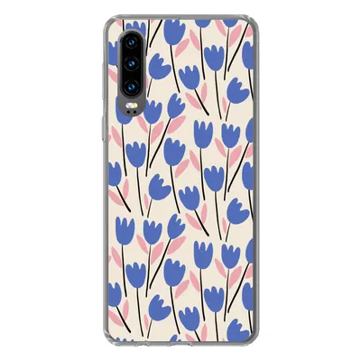 Produktbild von MuchoWow® Handyhülle Schutzhülle Hülle für Huawei P30 Blume - Muster - Tulpe Silikon Softcase Handy Hülle - Kartenbesitzer