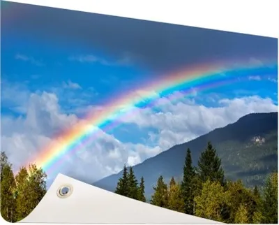 Produktbild von Gartenposter - 120x80 cm - Bunter Regenbogen über dem Himmel  - Modernes Wandbilder - Natur
