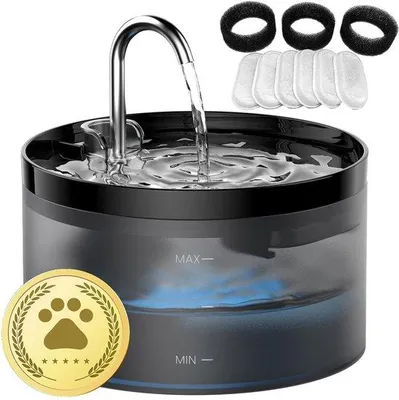 Image de Fontaine à eau Katendrink - 1,89 l - Éclairage LED discret - Réservoir transparent - 9 filtres - Noir