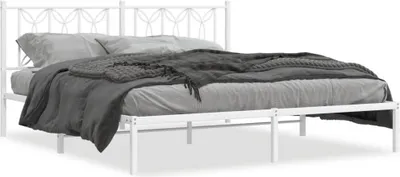 Produktbild von Möbel Bettgestell mit Kopfteil Metall Weiß 180x200 cm - Klassische Betten &16384