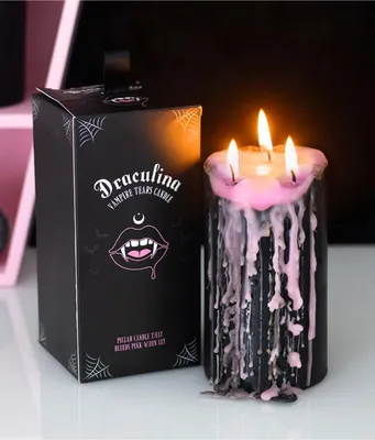 Produktbild von Pink ";Blutende"; Vampirkerze in Stumpenform als Tischdeko 15 cm
