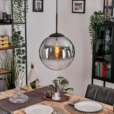 Produktbild von Fossobiubo Hängelampe aus Metall/Glas in Schwarz/Rauchfarben/Klar
