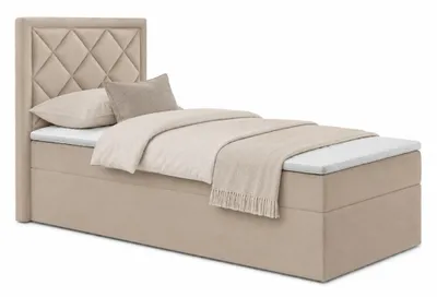 Produktbild von Bett, Boxspringbett DORMI MINI 90x200 cm mit Bettkästen, Ohne Topper (Creme: Itaka 46)