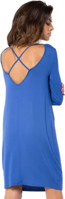 Produktbild von Kleid klassisch Mini-Kleid Rückenfreies Langarmkleid Top; Blau S/M 36/38