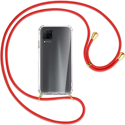 Produktbild von Handykette Backcover-Schutzhülle mit Band (Metall goldfarben) für Huawei P40 lite - rot