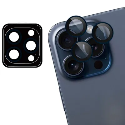 Immagine prodotto di Protezioni in vetro per fotocamera, confezione da 2, compatibili con iPhone 15 Pro / 15 Pro Max - colore: blu titanio
