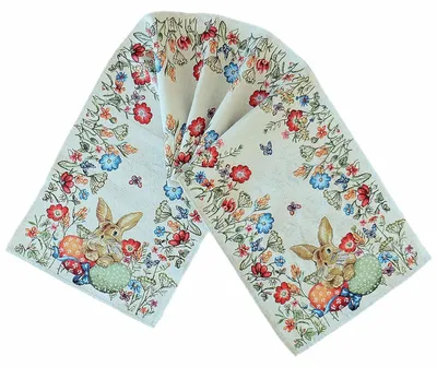 Produktbild von Tischdecke Stickerei Hase mit Ostereiern Frühling Tischläufer 85 x 85 cm
