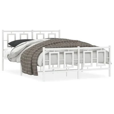 Produktbild von vidaXL Bettgestell mit Kopf- und Fußteil Metall Weiß 140x190 cm