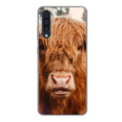 Produktbild von MuchoWow® Handyhülle Schutzhülle Hülle für Samsung Galaxy A50 Kuh - Schottischer Hochländer - Hörner - Braun - Landschaft Silikon Softcase Handy Hülle - Mobiltelefonhülle
