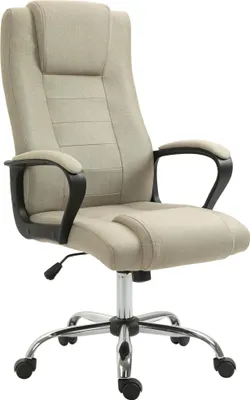 Produktbild von Bürostuhl in Leinenoptik, höhenverstellbar, Wippfunktion, 5 Rollen, Beige