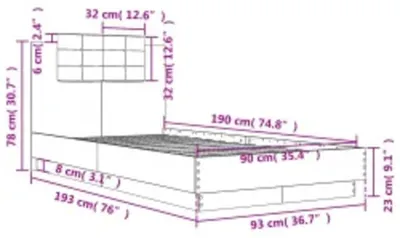 Zdjęcie produktu dla VidaXL 3210065, Dąb, 93 cm, 193 cm, 84 cm, 900 x 1900 mm, 1 szt.