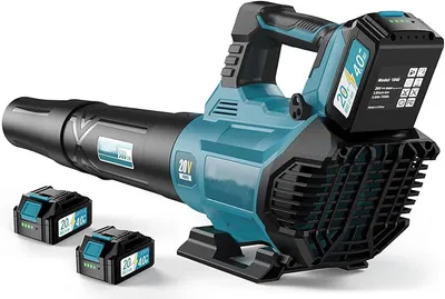 Produktbild von Akku Laubbläser150000RPM &3 Geschwindigkeitsstufen Elektrischer Laubgebläse mit 2 x 4,0 Ah Akku und Ladegerät,für Rasenpflege, Hof, Garage, Blätter