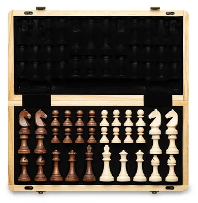 Produktbild von Holz-Schachspiel mit Aufbewahrungsfunktion und Standardfiguren