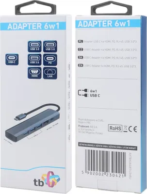 Immagine prodotto di TB Touch USB C 6in1 - HDMI, USBx3, PD, RJ-45