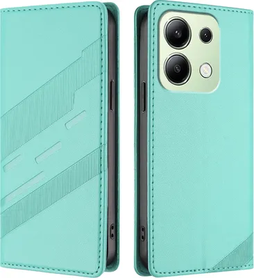 Produktbild von Hülle für Xiaomi Redmi Note 13 4G, Kunstleder Brieftaschen Handyhülle mit Kartenfach und Standfunktion Türkis