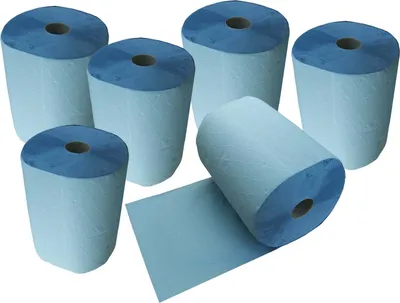 Produktbild von Robuste 2-lagige Putztuchrollen blau – 6 Rollen für effektive Reinigung