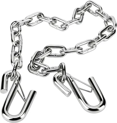 Image de Câble de sécurité pour remorque, capacité de charge de 3500 lb, longueur de 1 mètre, en acier galvanisé, avec double crochet à ressort pour remorques