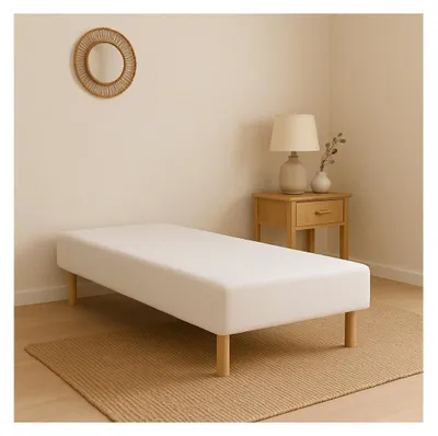 Image de SOMMIER TAPISSIER BLANC 90x200 cm | FABRICATION FRANÇAISE ARTISANALE | PIEDS OFF