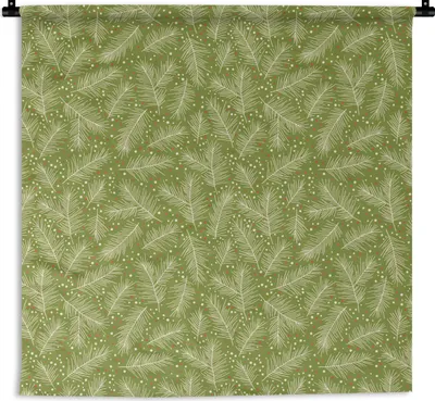 Produktbild von MuchoWow® Wandteppich Wandbehang Tannenzweig - Muster - Weihnachten - Winter 150x150 cm Tapisserie Dekoration Wandtuch - Wohnaccessoires - Modernes