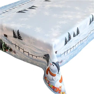 Produktbild von Tischdecke mit Druckmotiv Schneemänner Tischläufer Weihnachtstischdecke 130 x 170 cm