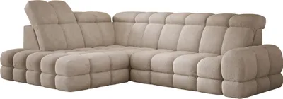 Produktbild von DomoHome Ecksofa Tollo Beige Anthology-Stoff Linke Seite 302x217x105 cm, L-Form Sofa mit Schlaffunktion, Bettkasten 120x85x17 cm, Elektrisch Verstellbar
