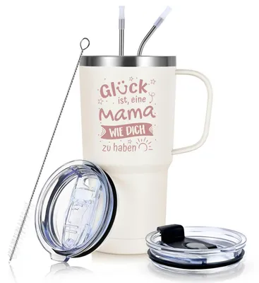 Image de Tasse isotherme avec anse, 600 ml, idéale pour un cadeau pour la fête des mères : "Avoir une maman comme vous, c'est une chance."