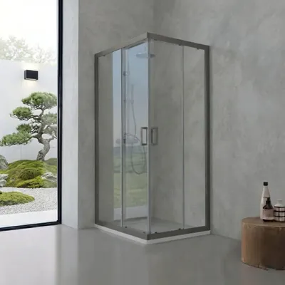 Immagine prodotto di Box doccia 70x70 cm quadrato profili gun metal cristallo temperato trasparente | City