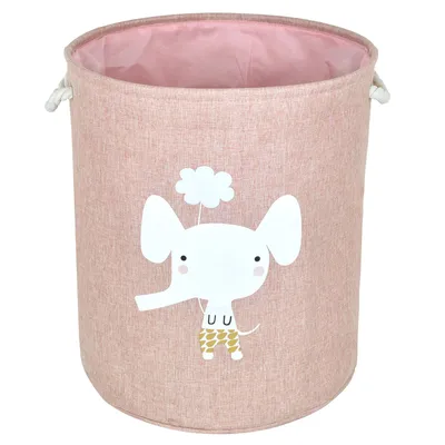 Produktbild von Celley Kinder Wäsche- & Spielzeugkorb Pink mit Elefant – 45 cm