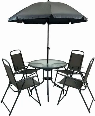 Zdjęcie produktu dla Zestaw mebli ogrodowych balkon taras CHILE stół parasol 4os. szary