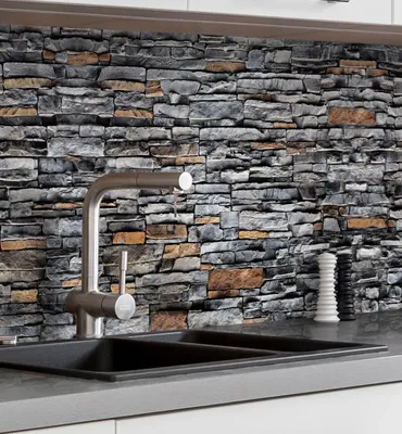 Produktbild von Küchenrückwand selbstklebend Mauer Schiefer Stein Spritzschutz Folie 80 x 60cm Folie 0,2mm