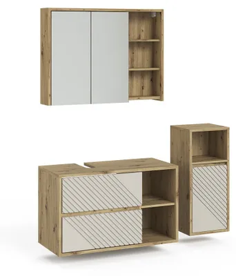 Immagine prodotto di Set di mobili da bagno Vicco Viola Rovere artigianale 3 parti, Model 61295