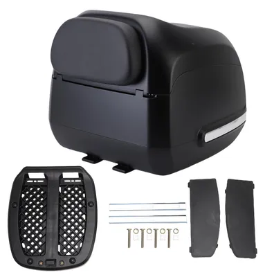 Produktbild von 35L Universal-Motorrad-Topcase im Vintage-Stil, wasserdicht, passend für Motorräder und Elektroroller, Schwarz