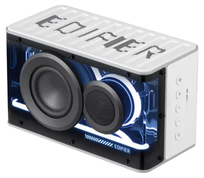 Produktbild von Tragbarer Bluetooth-Lautsprecher - QD25 - 25 W - Hi-Res-Audio - Bluetooth 6.0 - 15 Stunden Wiedergabezeit - RGB-Lichteffekte - Weiß