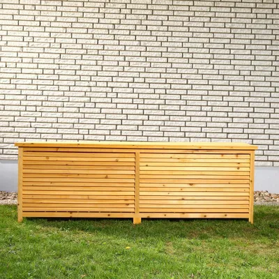 Produktbild von Mucola Auflagenbox Holz Kissentruhe Auflagen Kissenbox 170 cm Gartenbox Gartentruhe Holztruhe Aufbewahrungsbox Holzkiste