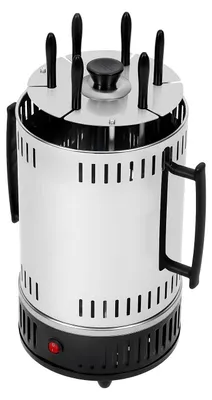 Image de Grill électrique vertical - Rôtissoire à kebab/gyros - 6 broches - 1 000 W - Acier inoxydable - Rotation automatique - Sans fumée - 400–500 °C