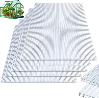 Produktbild von Aopunly 5x Doppelstegplatte Leicht Vielseitig Widerstandsfähig Transparent 8 mm 60,5 x 121 cm