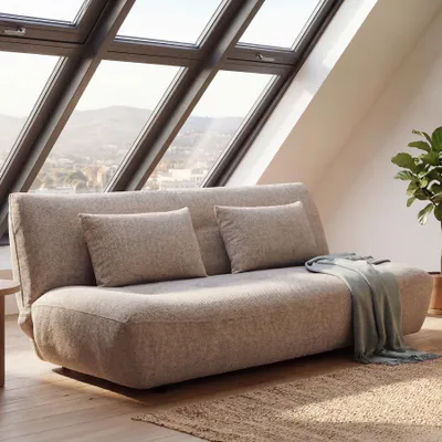 Produktbild von riess-ambiente Schlafsofa ELYPSE 195cm greige Chenille 3-Sitzer Couch inkl. Kissen
