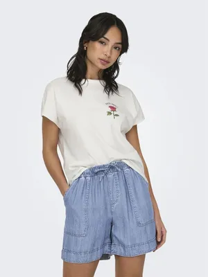 Produktbild von Only Lucy Life Roses Kurzarm-t-shirt Weiß XS Frau Weiß XS